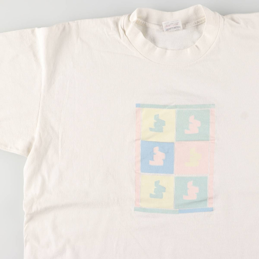 Vintage 80s-90'S Stedman Printed T-shirt Made in USA Men's XL cotton white type Vintage Second Hand