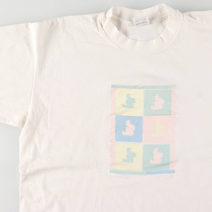 Vintage 80s-90'S Stedman Printed T-shirt Made in USA Men's XL cotton white type Vintage Second Hand