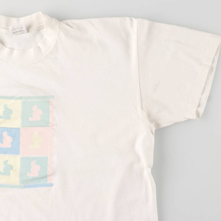Vintage 80s-90'S Stedman Printed T-shirt Made in USA Men's XL cotton white type Vintage Second Hand