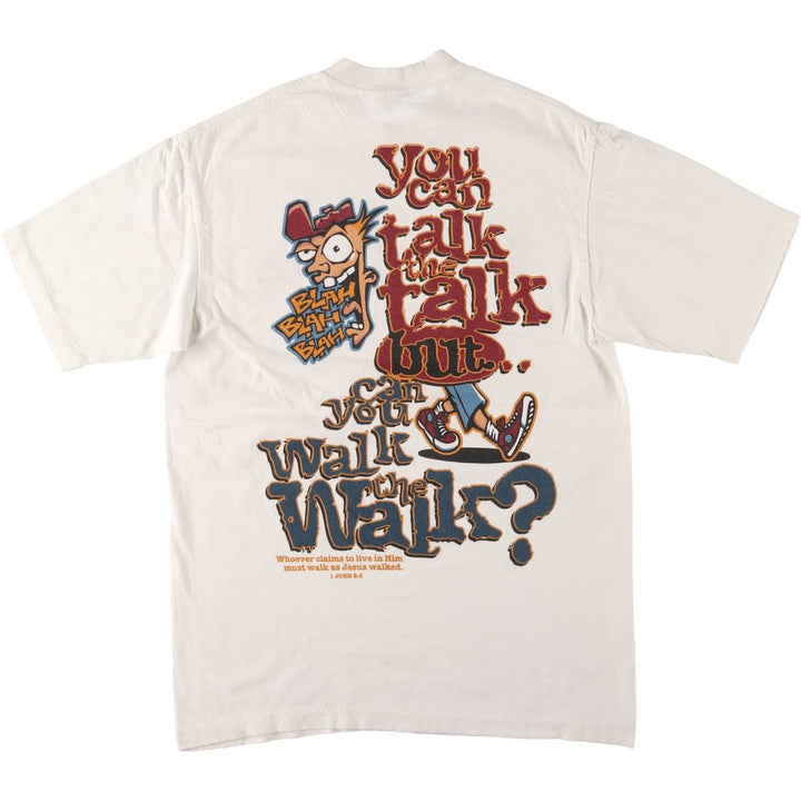 90'S SOF TEE Message Print T-shirt Made in USA Men's L Size Vintage cotton white type Vintage Second Hand