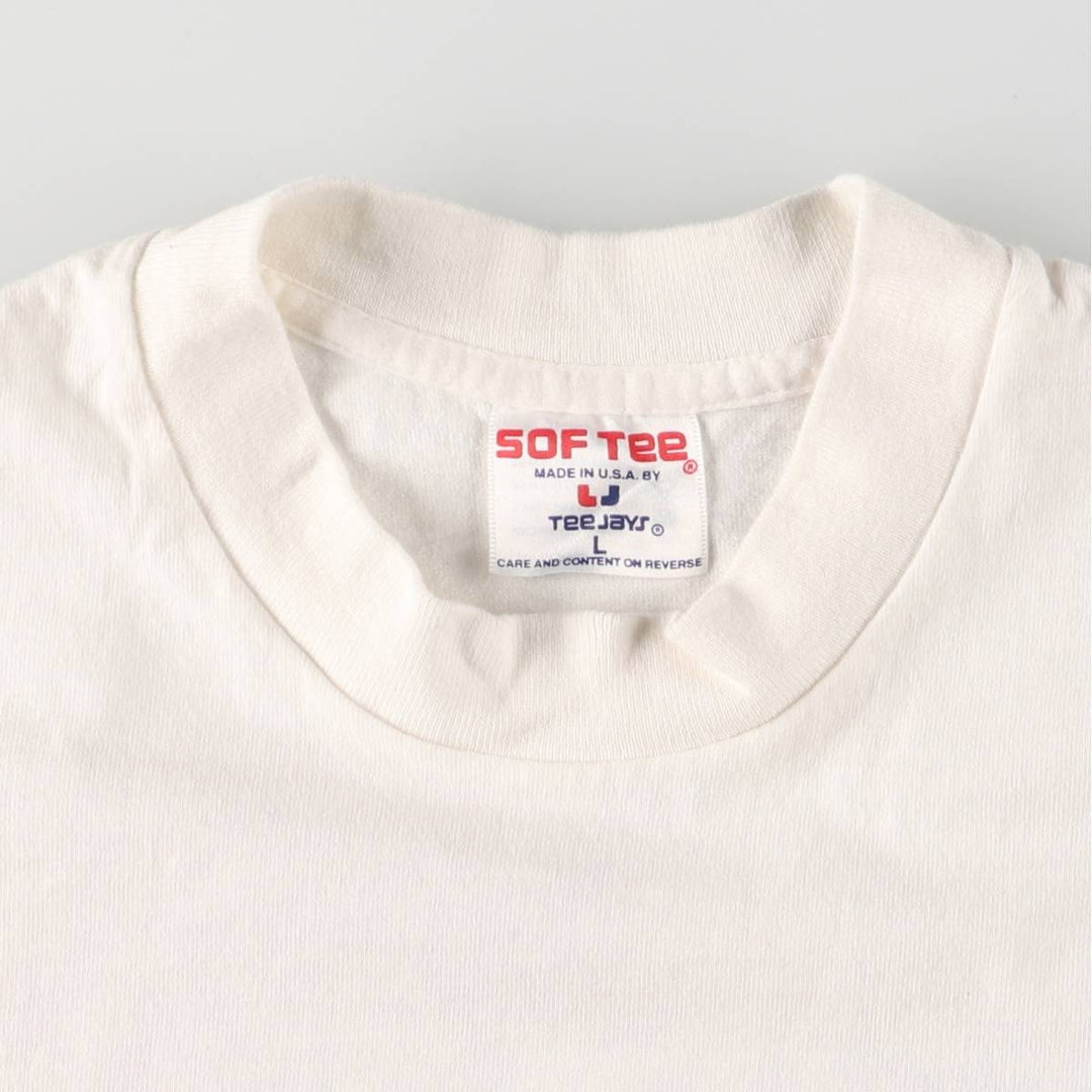 90'S SOF TEE Message Print T-shirt Made in USA Men's L Size Vintage cotton white type Vintage Second Hand