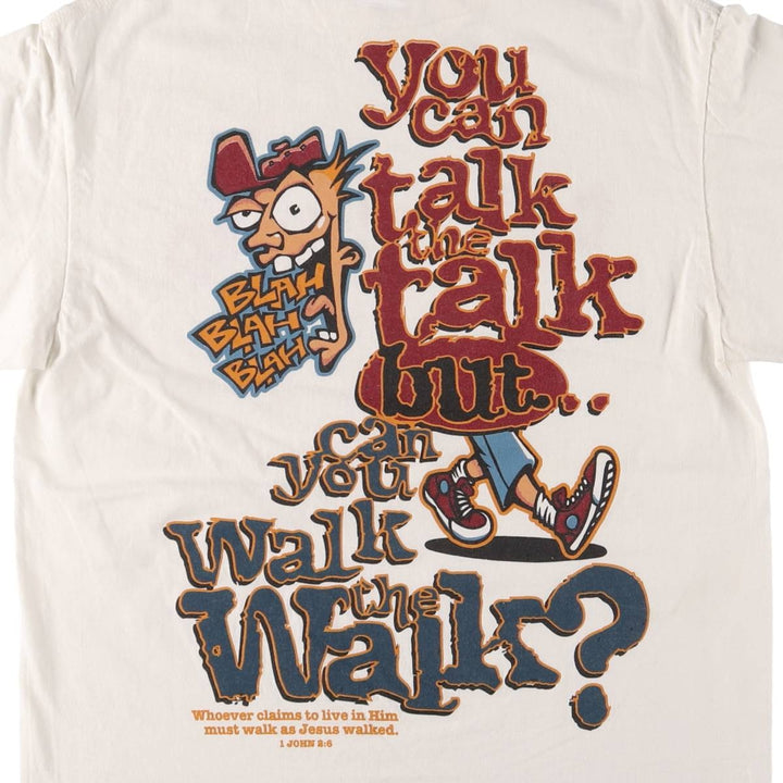 90'S SOF TEE Message Print T-shirt Made in USA Men's L Size Vintage cotton white type Vintage Second Hand