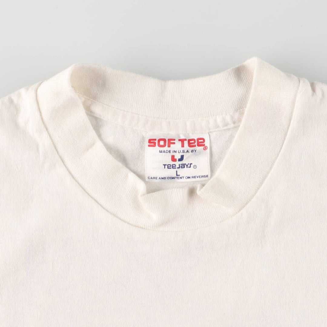 90'S SOF TEE Message Print T-shirt Made in USA Men's L Size Vintage cotton white type Vintage Second Hand