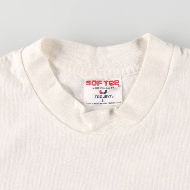 90'S SOF TEE Message Print T-shirt Made in USA Men's L Size Vintage cotton white type Vintage Second Hand
