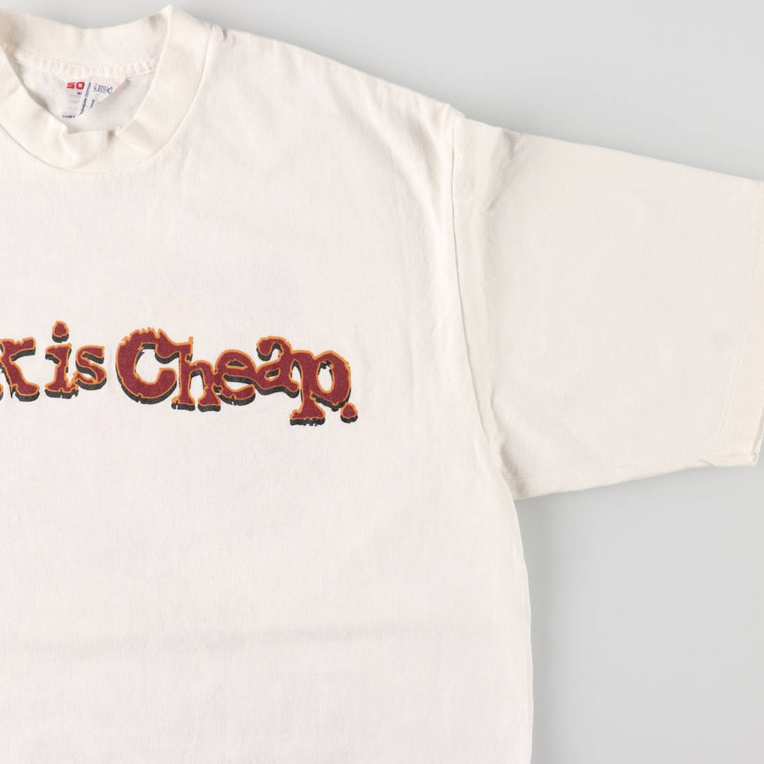 90'S SOF TEE Message Print T-shirt Made in USA Men's L Size Vintage cotton white type Vintage Second Hand