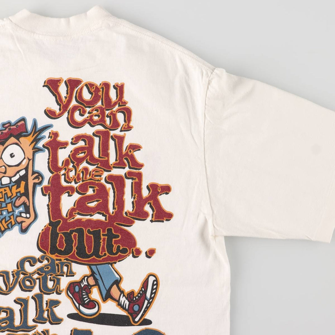90'S SOF TEE Message Print T-shirt Made in USA Men's L Size Vintage cotton white type Vintage Second Hand