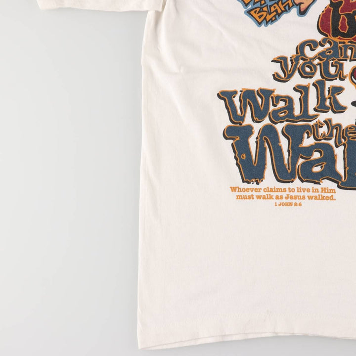 90'S SOF TEE Message Print T-shirt Made in USA Men's L Size Vintage cotton white type Vintage Second Hand