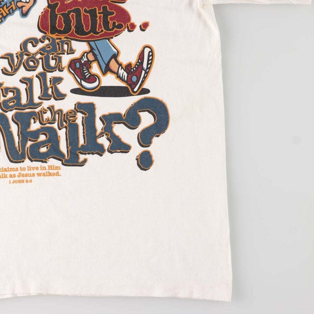 90'S SOF TEE Message Print T-shirt Made in USA Men's L Size Vintage cotton white type Vintage Second Hand