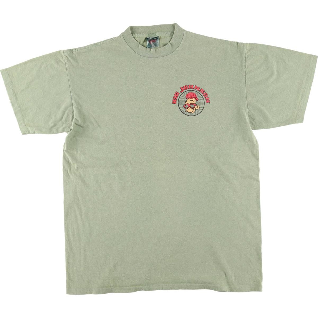 90'S ONEITA BIG JOHNSON Printed T-shirt Made in USA Men's XL Vintage cotton green type Vintage Second Hand