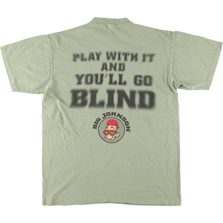 90'S ONEITA BIG JOHNSON Printed T-shirt Made in USA Men's XL Vintage cotton green type Vintage Second Hand
