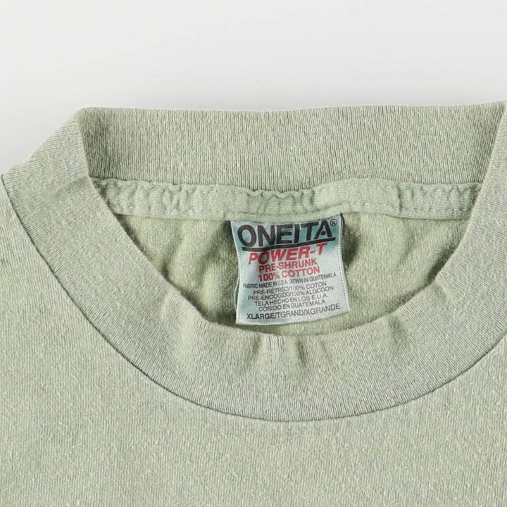90'S ONEITA BIG JOHNSON Printed T-shirt Made in USA Men's XL Vintage cotton green type Vintage Second Hand