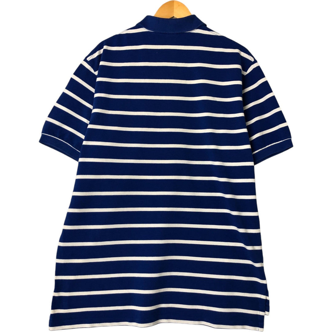 Ralph Lauren POLO by Ralph Lauren short sleeve striped polo shirt, men's XL size cotton blue type Vintage Second Hand