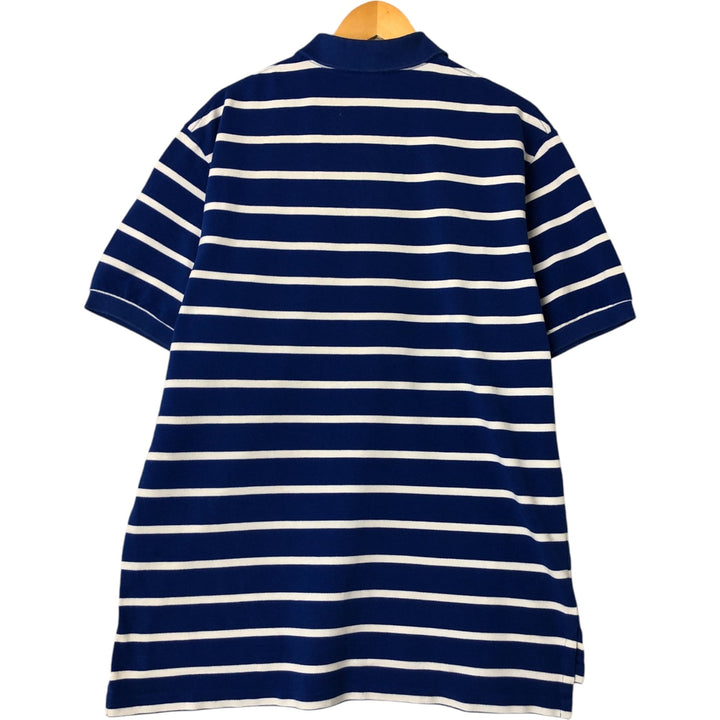 Ralph Lauren POLO by Ralph Lauren short sleeve striped polo shirt, men's XL size cotton blue type Vintage Second Hand