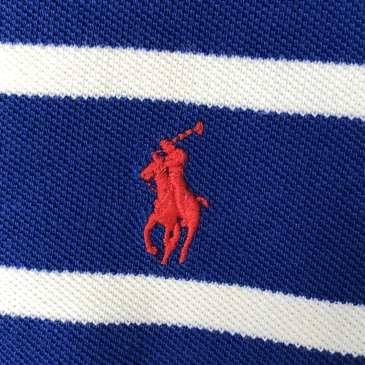 Ralph Lauren POLO by Ralph Lauren short sleeve striped polo shirt, men's XL size cotton blue type Vintage Second Hand