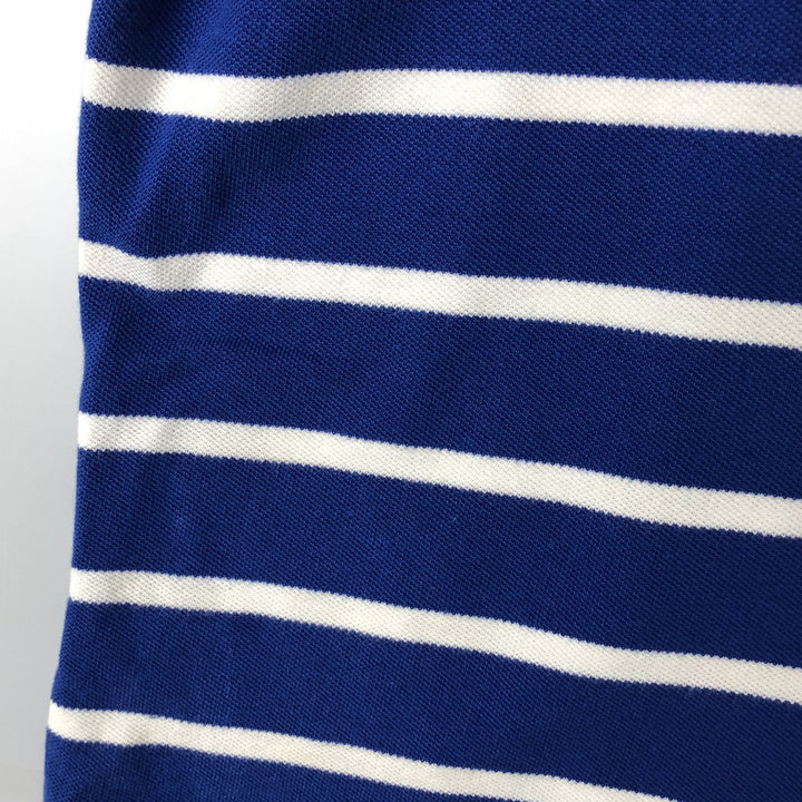 Ralph Lauren POLO by Ralph Lauren short sleeve striped polo shirt, men's XL size cotton blue type Vintage Second Hand