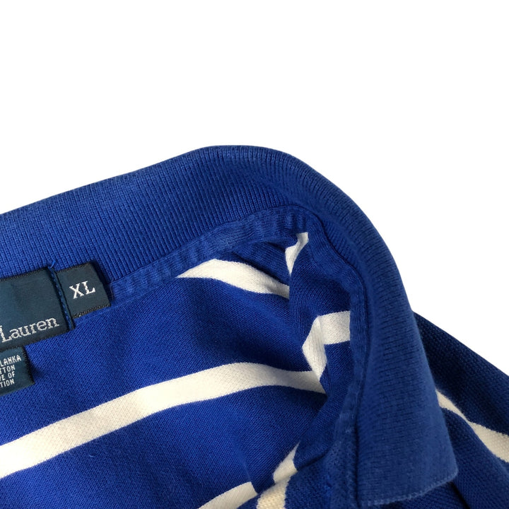 Ralph Lauren POLO by Ralph Lauren short sleeve striped polo shirt, men's XL size cotton blue type Vintage Second Hand