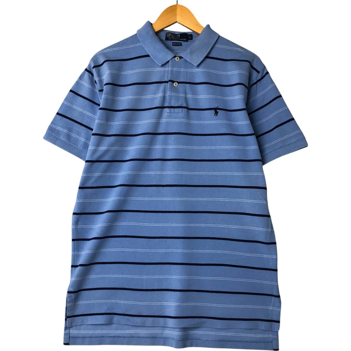 Ralph Lauren POLO by Ralph Lauren short sleeve striped polo shirt, men's size L cotton Blue type light blue Vintage Second Hand