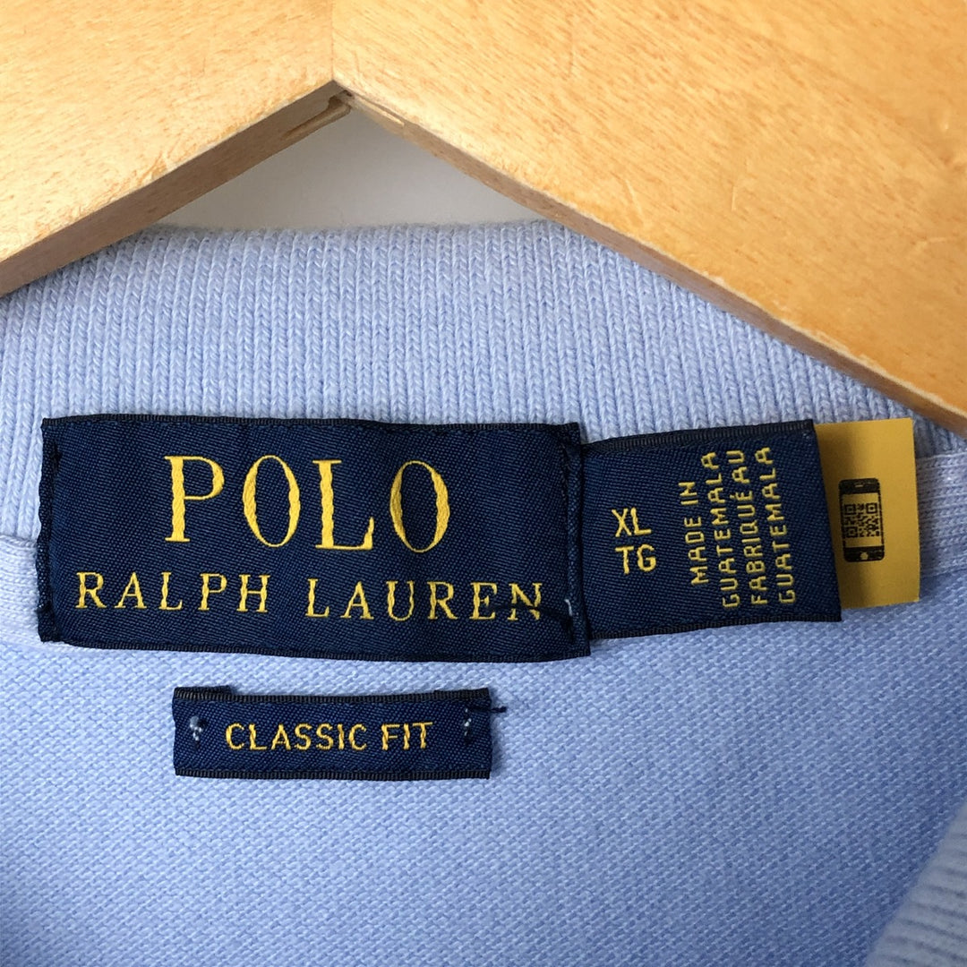 Ralph Lauren POLO RALPH LAUREN CLASSIC FIT short sleeve polo shirt men's XL equivalent cotton Blue type light blue Vintage Second Hand