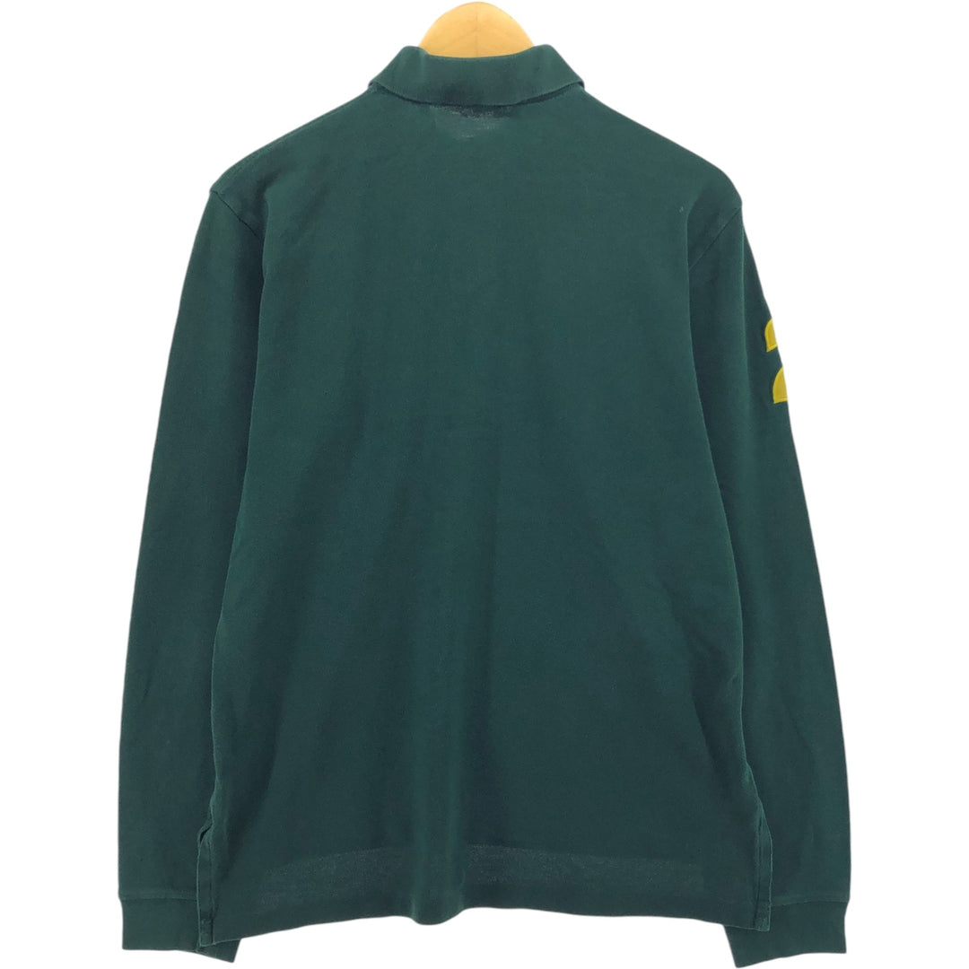 Ralph Lauren POLO by Ralph Lauren CUSTOM FIT long sleeve polo shirt, men's size M cotton Green type dark green Vintage Second Hand