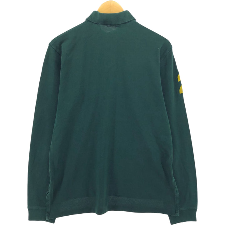 Ralph Lauren POLO by Ralph Lauren CUSTOM FIT long sleeve polo shirt, men's size M cotton Green type dark green Vintage Second Hand