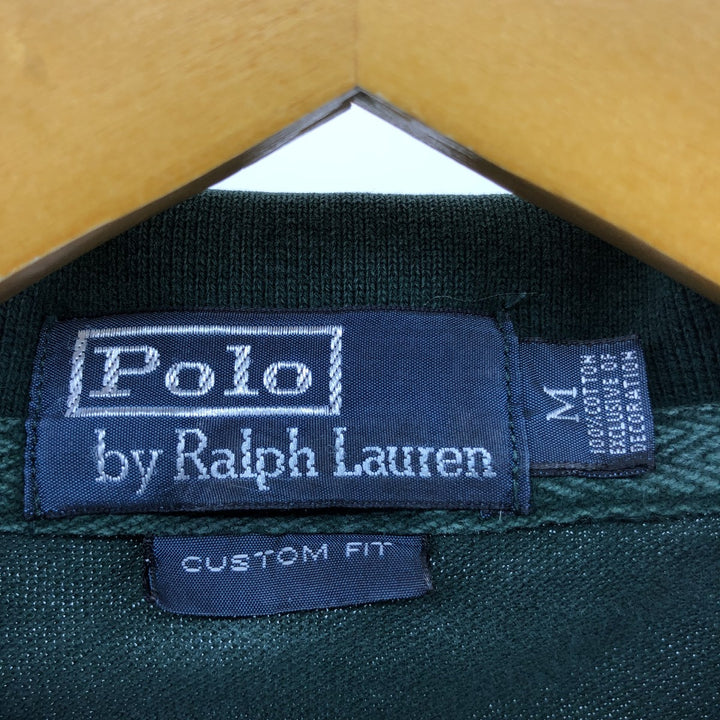 Ralph Lauren POLO by Ralph Lauren CUSTOM FIT long sleeve polo shirt, men's size M cotton Green type dark green Vintage Second Hand