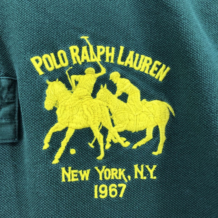Ralph Lauren POLO by Ralph Lauren CUSTOM FIT long sleeve polo shirt, men's size M cotton Green type dark green Vintage Second Hand