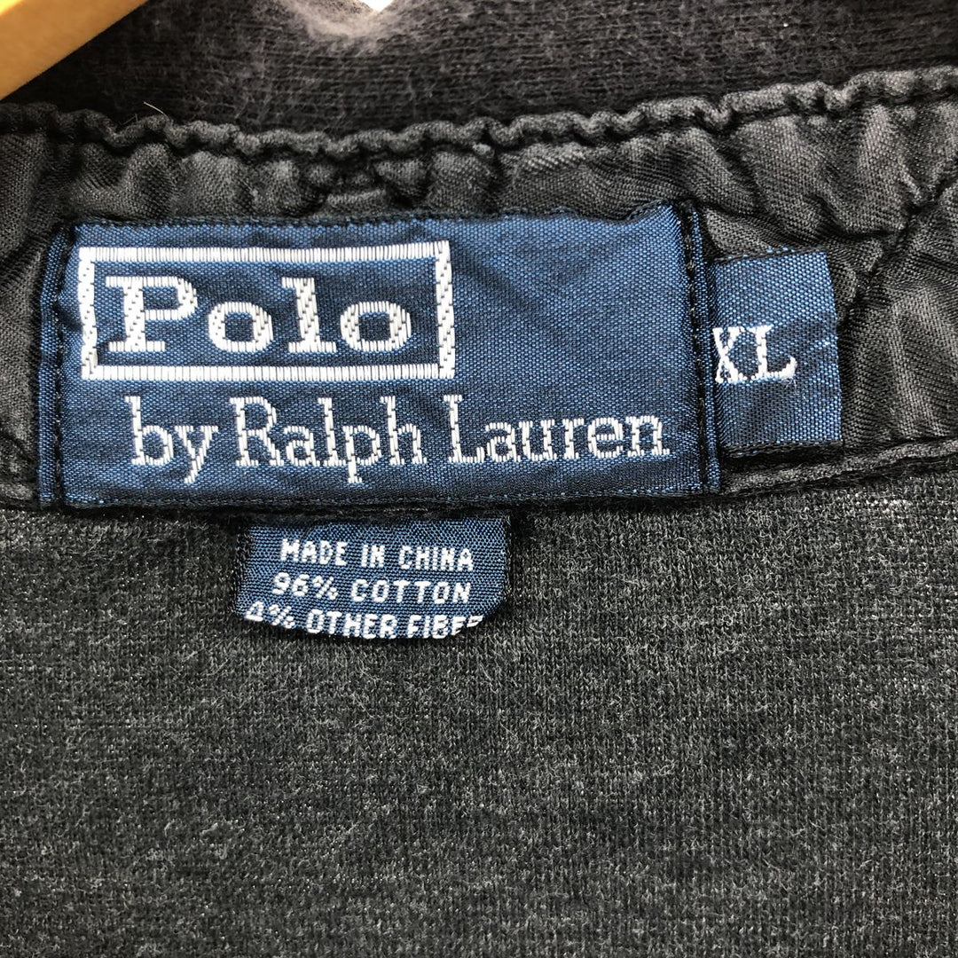 Ralph Lauren POLO by Ralph Lauren Collared Half Zip Long T-Shirt Long T Men's XL cotton black type Vintage Second Hand