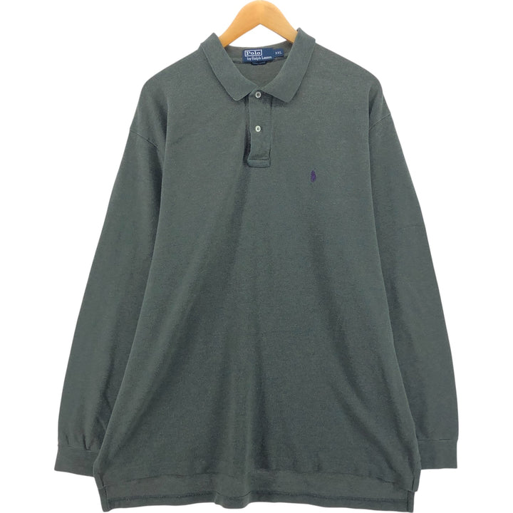 Ralph Lauren POLO by Ralph Lauren long sleeve polo shirt, men's size XXL cotton Khaki type Vintage Second Hand