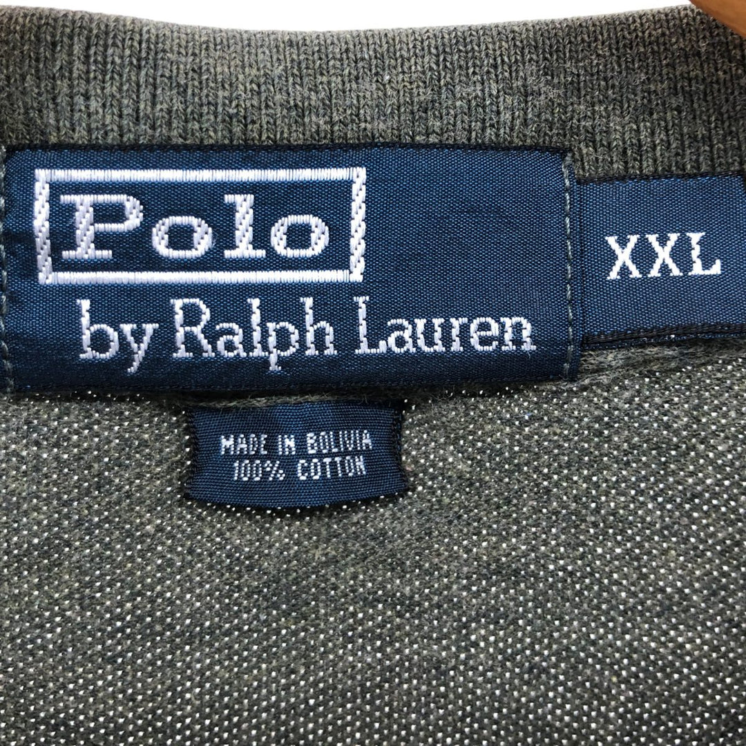 Ralph Lauren POLO by Ralph Lauren long sleeve polo shirt, men's size XXL cotton Khaki type Vintage Second Hand