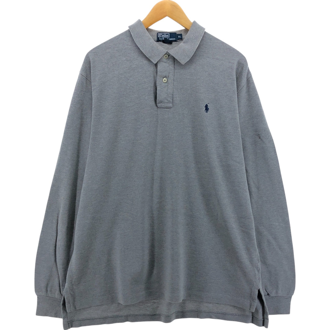 Ralph Lauren POLO by Ralph Lauren long sleeve polo shirt, men's XL size cotton gray type Vintage Second Hand