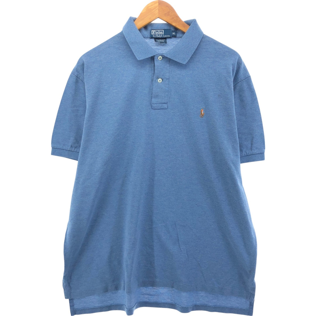 Ralph Lauren POLO by Ralph Lauren short sleeve polo shirt, men's XL size Pima Cotton Blue type light blue Vintage Second Hand