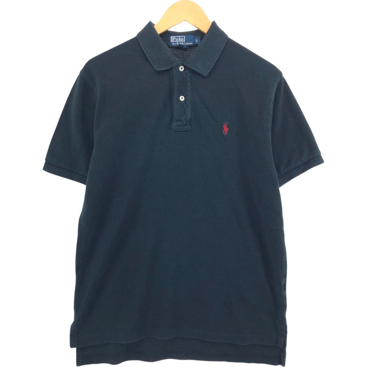 Ralph Lauren POLO by Ralph Lauren short sleeve polo shirt, men's size L cotton black type Vintage Second Hand
