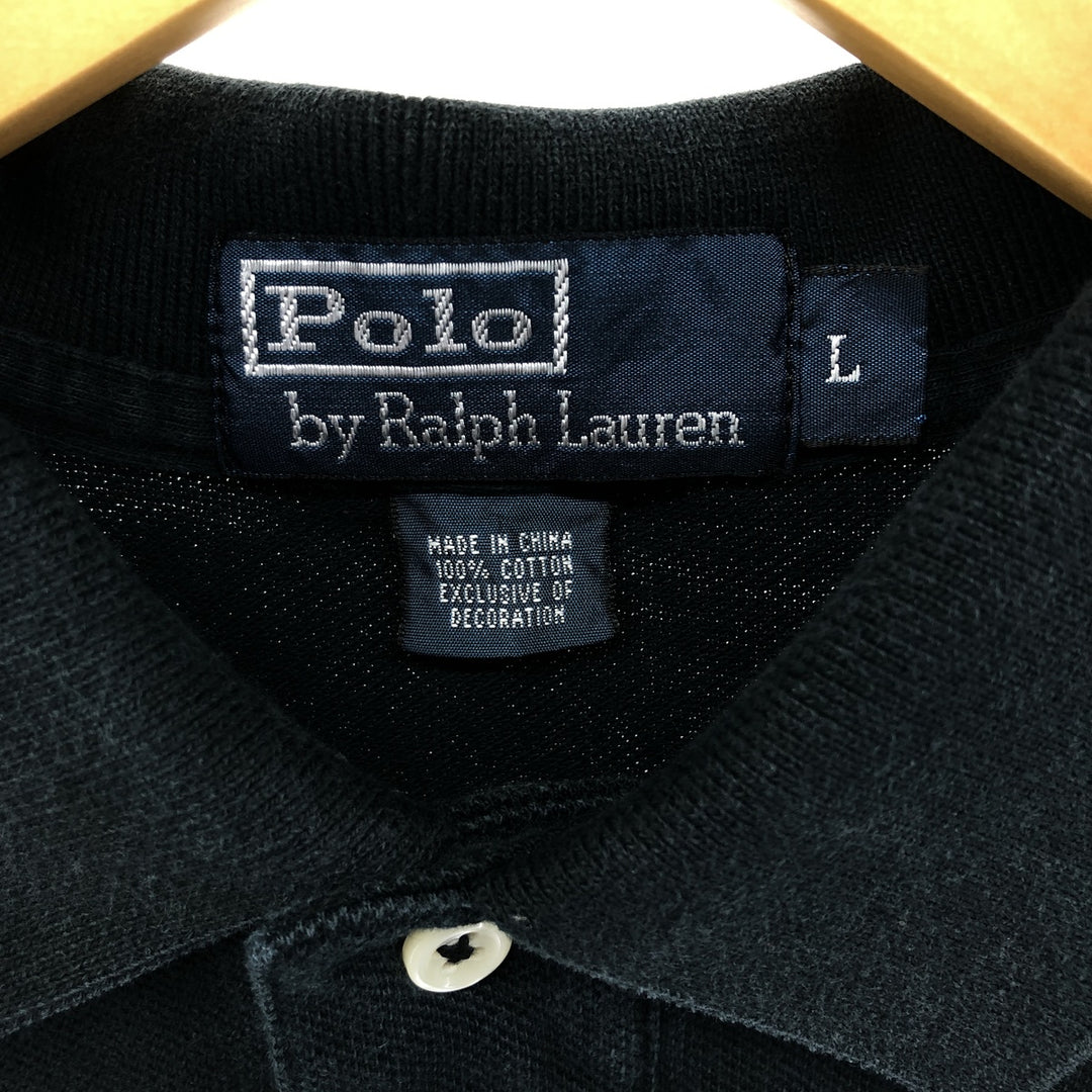 Ralph Lauren POLO by Ralph Lauren short sleeve polo shirt, men's size L cotton black type Vintage Second Hand