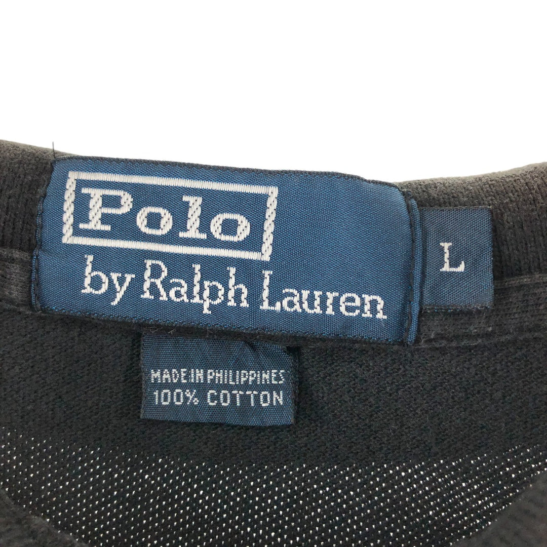 Ralph Lauren POLO by Ralph Lauren short sleeve polo shirt, men's size L cotton black type Vintage Second Hand