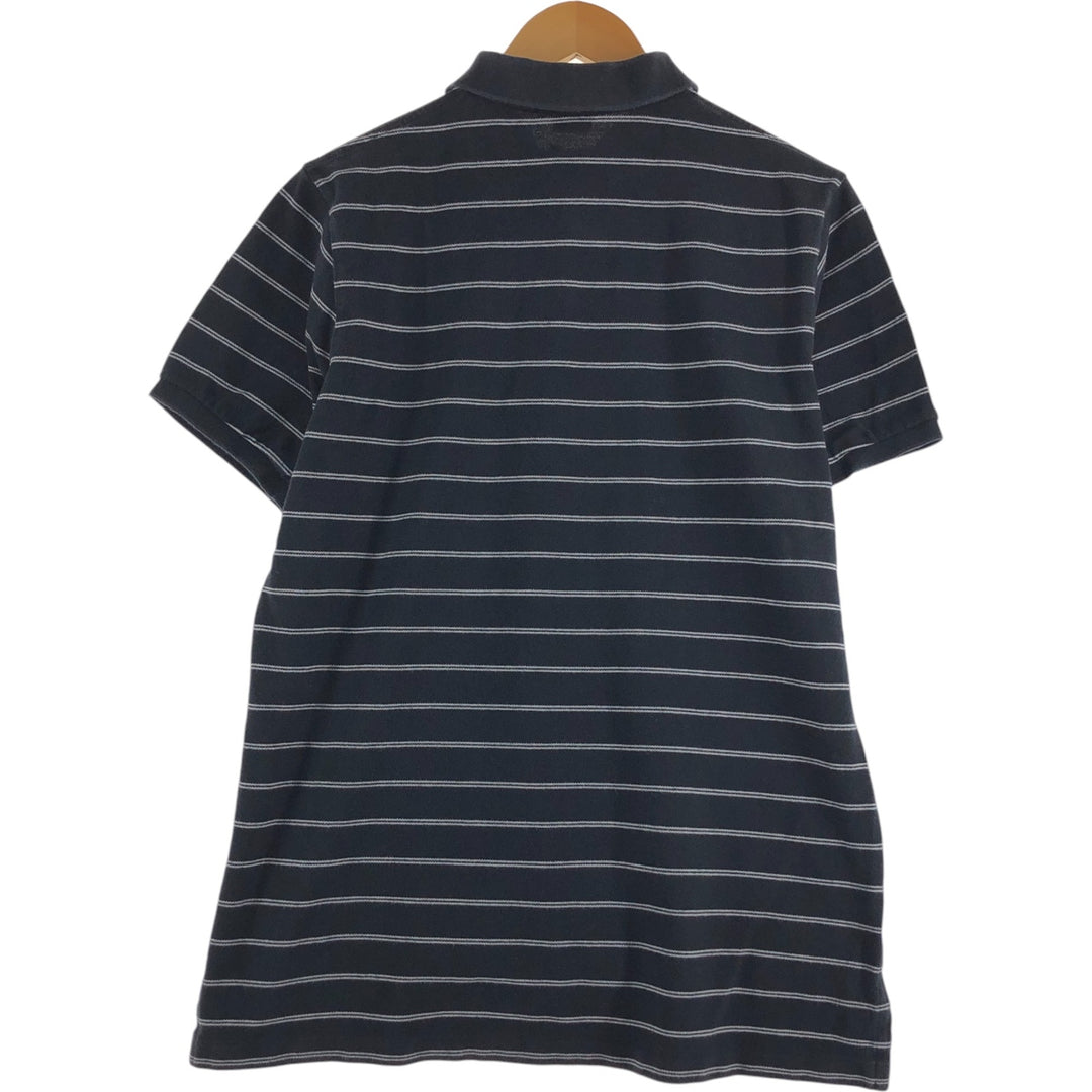 Ralph Lauren POLO by Ralph Lauren CUSTOM FIT short sleeve striped polo shirt men's XL size cotton black type Vintage Second Hand