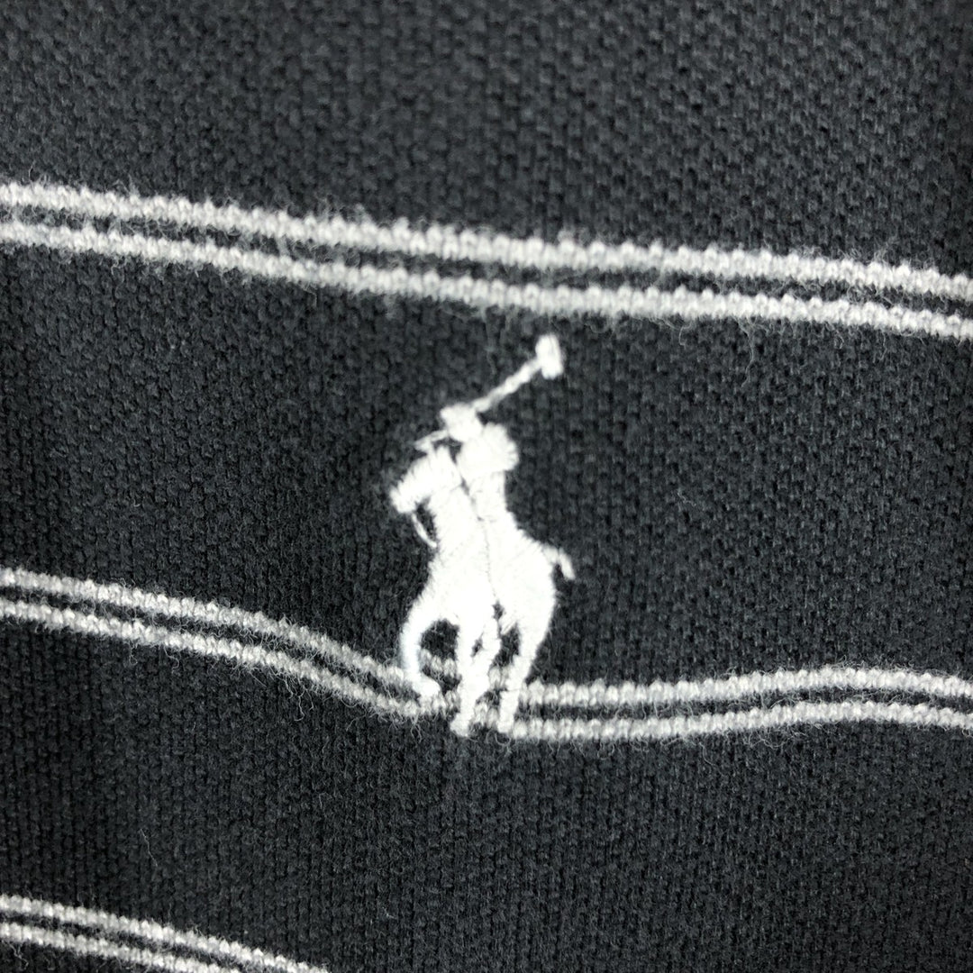 Ralph Lauren POLO by Ralph Lauren CUSTOM FIT short sleeve striped polo shirt men's XL size cotton black type Vintage Second Hand
