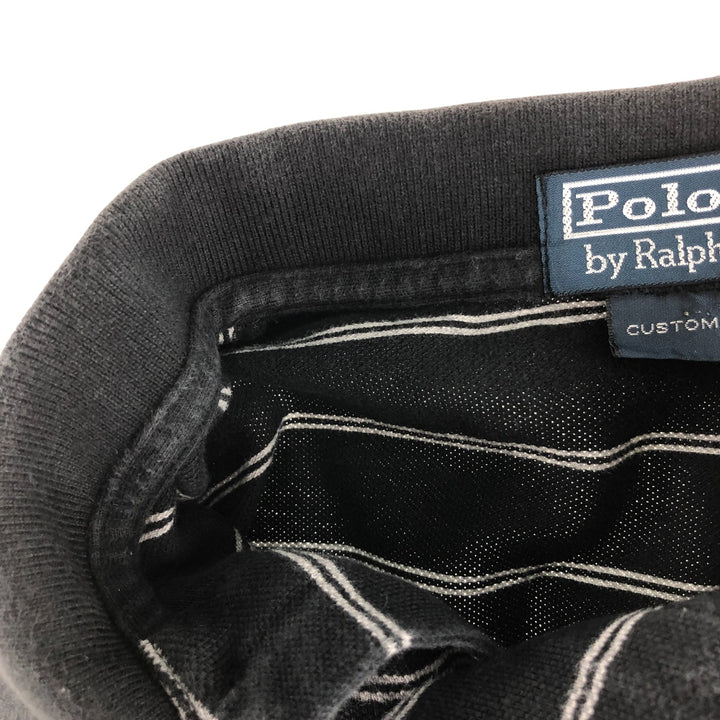 Ralph Lauren POLO by Ralph Lauren CUSTOM FIT short sleeve striped polo shirt men's XL size cotton black type Vintage Second Hand