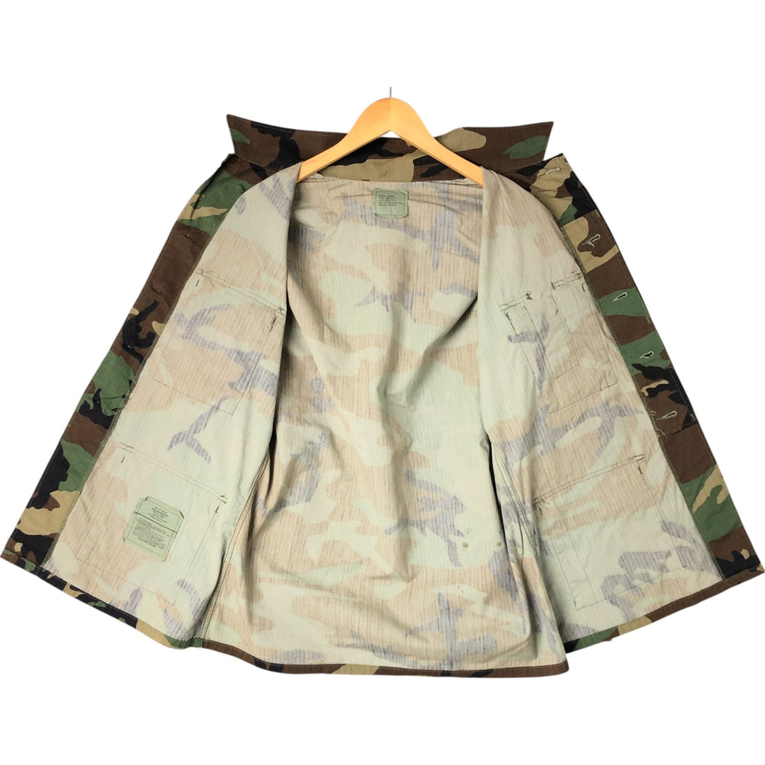 90'S US Military Genuine Camouflage Pattern Woodland Camo Ripstop BDU Military Jacket Made in USA MEDIUM-REGULAR Men's M Nylon Khaki type Vintage Second Hand