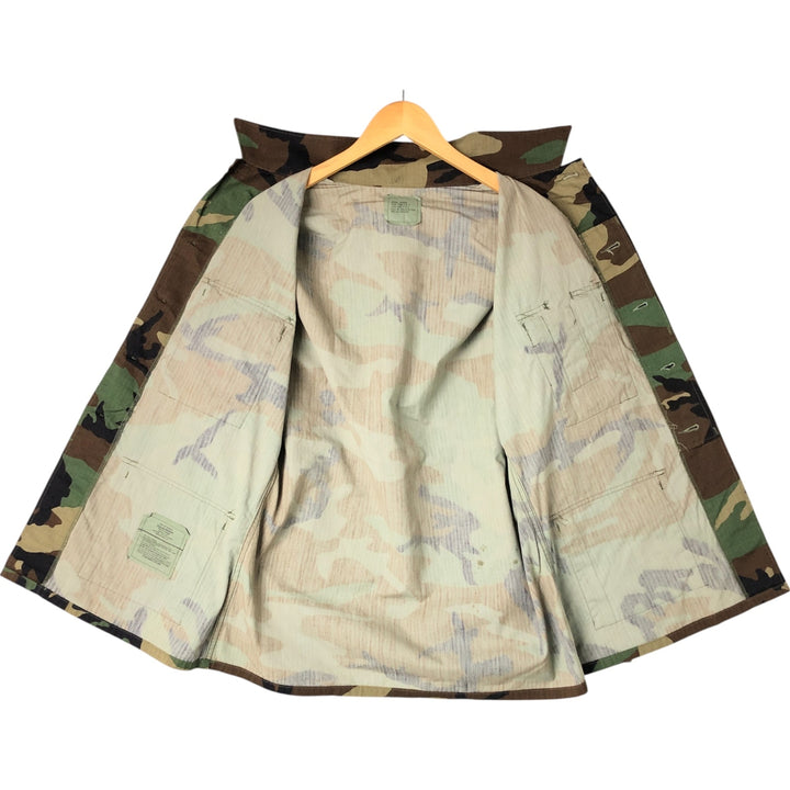 90'S US Military Genuine Camouflage Pattern Woodland Camo Ripstop BDU Military Jacket Made in USA MEDIUM-REGULAR Men's M Nylon Khaki type Vintage Second Hand