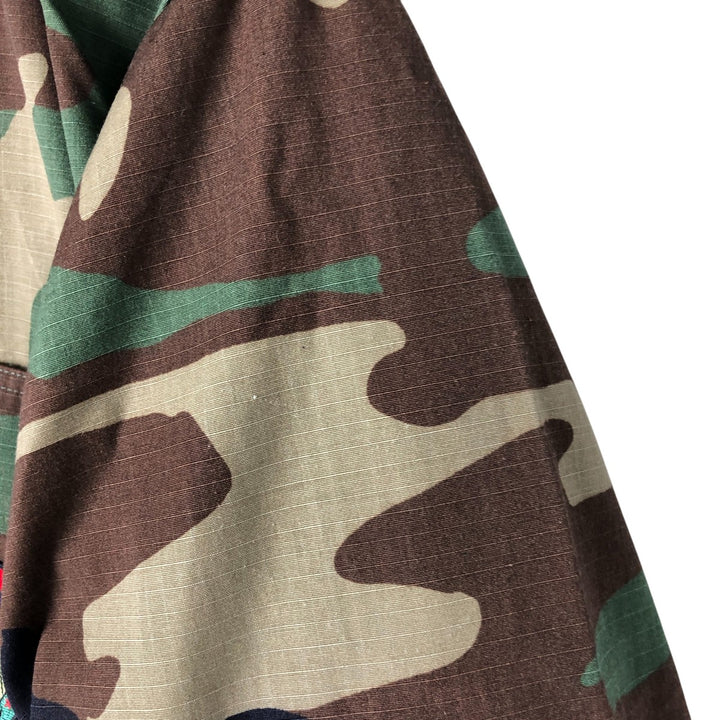 90'S US Military Genuine Camouflage Pattern Woodland Camo Ripstop BDU Military Jacket Made in USA MEDIUM-REGULAR Men's M Nylon Khaki type Vintage Second Hand