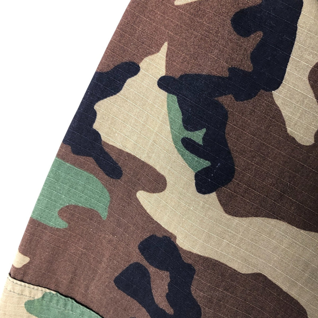 90'S US Military Genuine Camouflage Pattern Woodland Camo Ripstop BDU Military Jacket Made in USA MEDIUM-REGULAR Men's M Nylon Khaki type Vintage Second Hand