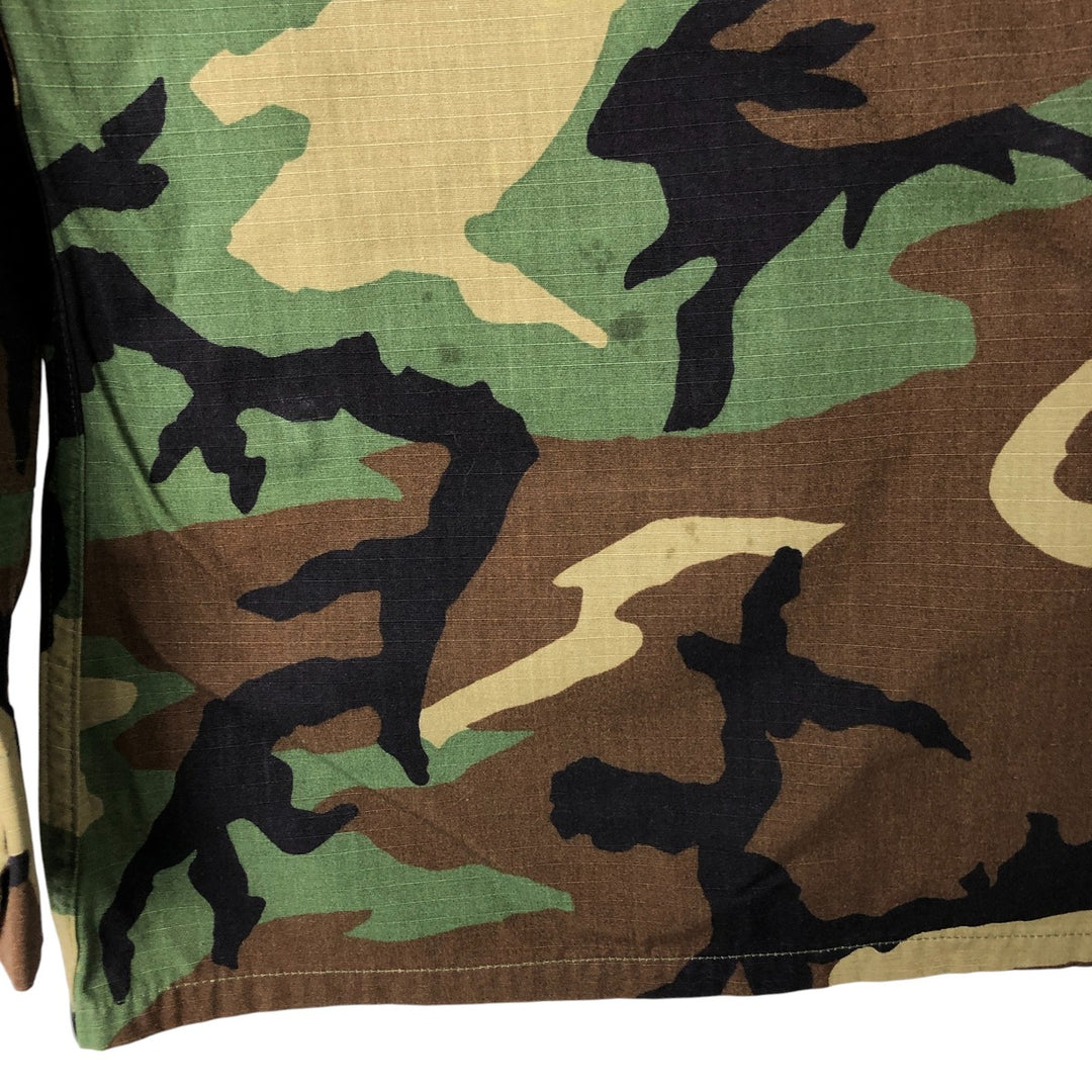 90'S US Military Genuine Camouflage Pattern Woodland Camo Ripstop BDU Military Jacket Made in USA MEDIUM-REGULAR Men's M Nylon Khaki type Vintage Second Hand
