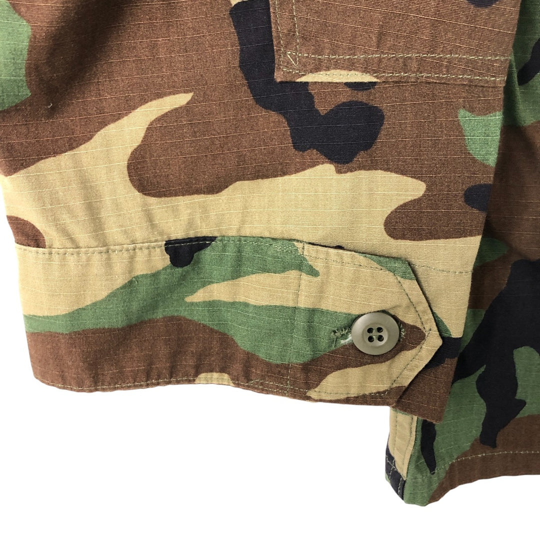 90'S US Military Genuine Camouflage Pattern Woodland Camo Ripstop BDU Military Jacket Made in USA MEDIUM-REGULAR Men's M Nylon Khaki type Vintage Second Hand