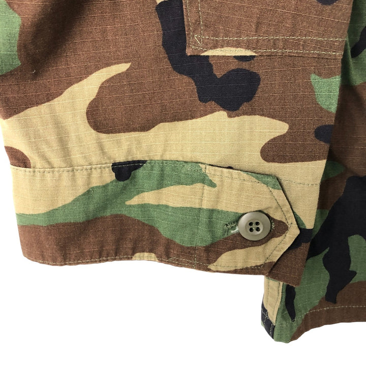 90'S US Military Genuine Camouflage Pattern Woodland Camo Ripstop BDU Military Jacket Made in USA MEDIUM-REGULAR Men's M Nylon Khaki type Vintage Second Hand