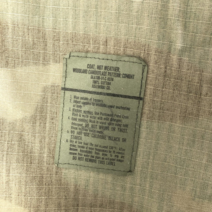 90'S US Military Genuine Camouflage Pattern Woodland Camo Ripstop BDU Military Jacket Made in USA MEDIUM-REGULAR Men's M cotton Khaki type Vintage Second Hand
