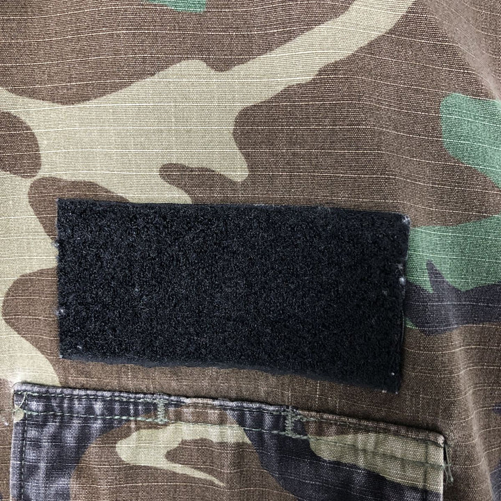 90'S US Military Genuine Camouflage Pattern Woodland Camo Ripstop BDU Military Jacket Made in USA MEDIUM-REGULAR Men's M cotton Khaki type Vintage Second Hand