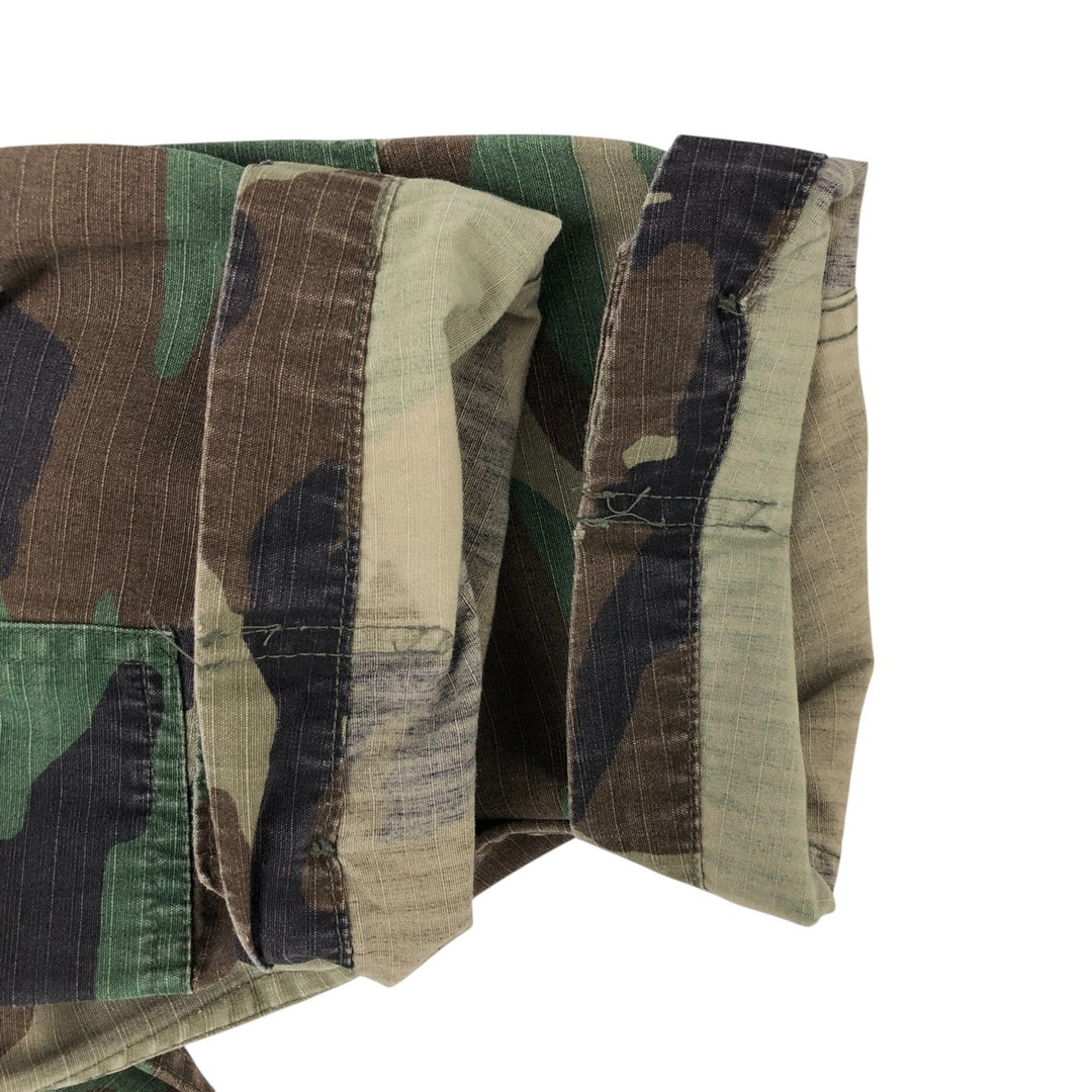 90'S US Military Genuine Camouflage Pattern Woodland Camo Ripstop BDU Military Jacket Made in USA MEDIUM-REGULAR Men's M cotton Khaki type Vintage Second Hand