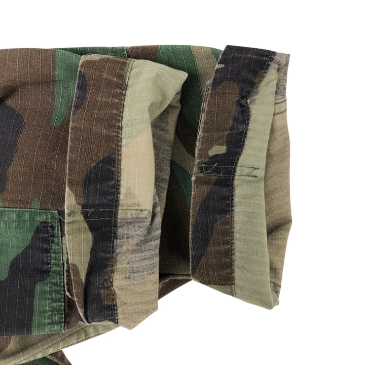 90'S US Military Genuine Camouflage Pattern Woodland Camo Ripstop BDU Military Jacket Made in USA MEDIUM-REGULAR Men's M cotton Khaki type Vintage Second Hand