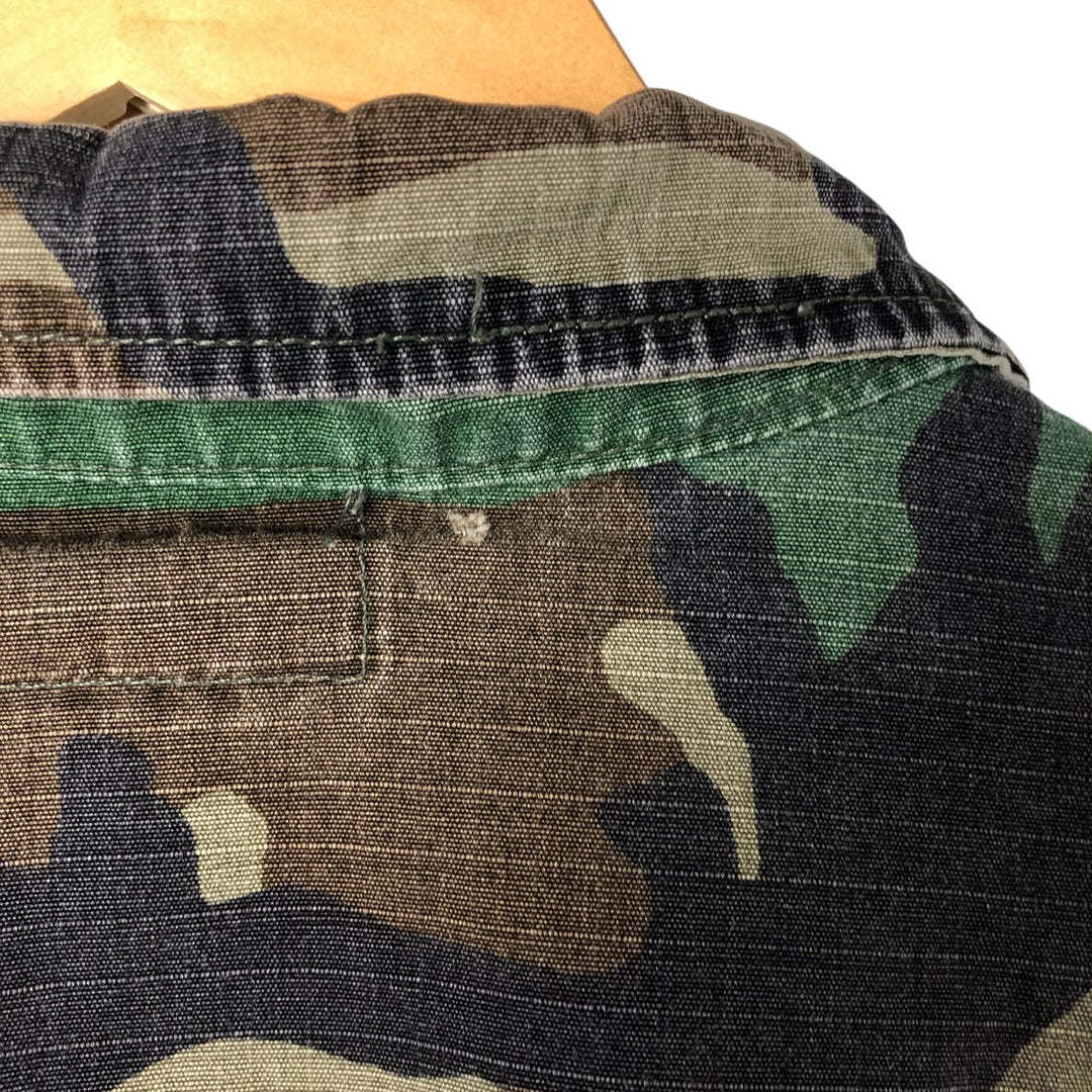 90'S US Military Genuine Camouflage Pattern Woodland Camo Ripstop BDU Military Jacket Made in USA MEDIUM-REGULAR Men's M cotton Khaki type Vintage Second Hand