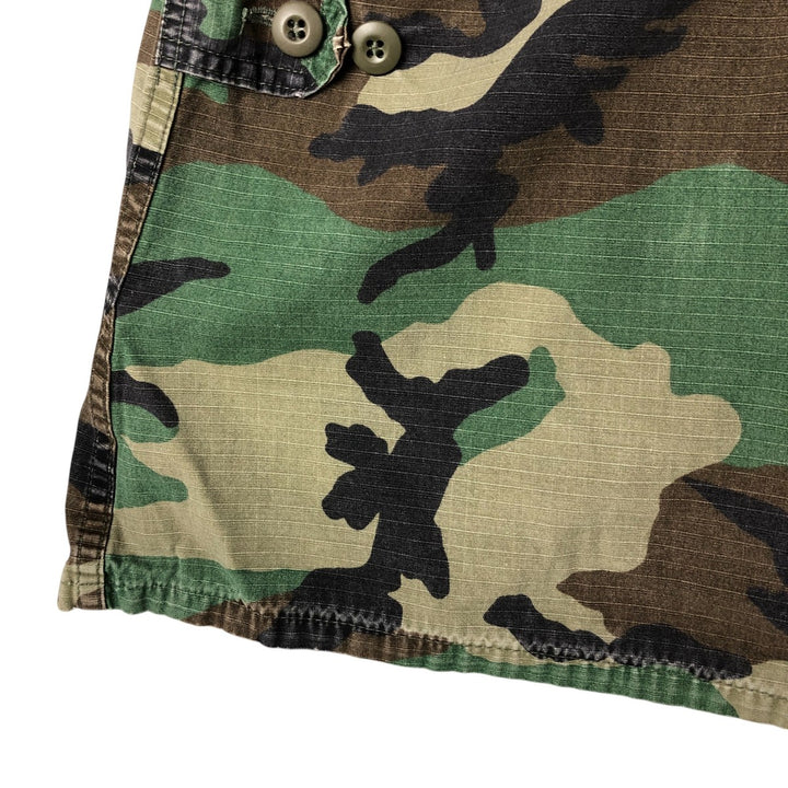 90'S US Military Genuine Camouflage Pattern Woodland Camo Ripstop BDU Military Jacket Made in USA MEDIUM-REGULAR Men's M cotton Khaki type Vintage Second Hand